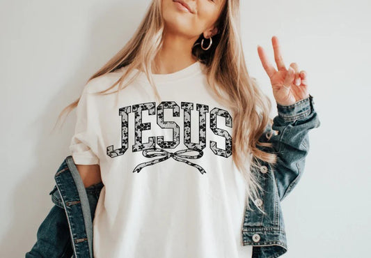 Jesus w/ Bow in Lace - Black Print