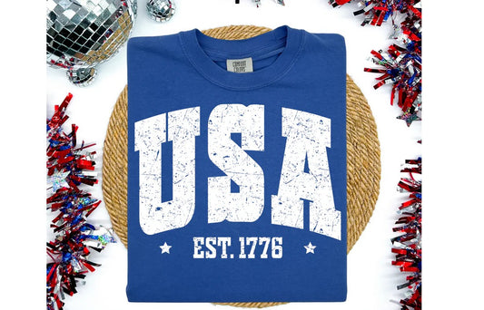 Distressed USA - White Print
