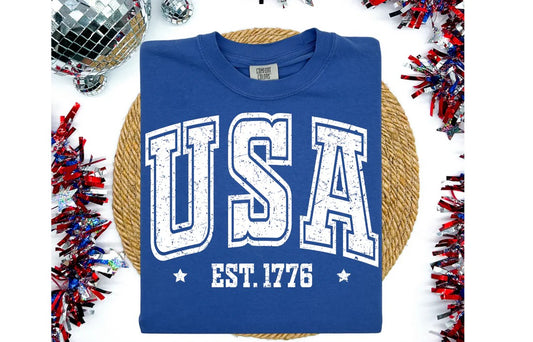 USA - University Font - White Print