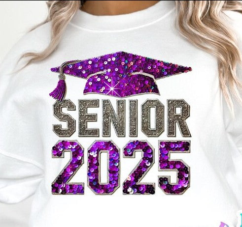 Purple Faux Sequin Senior 2025 - Full Color