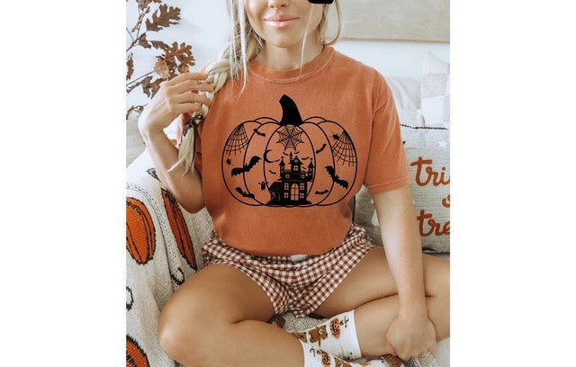 Haunted House Pumpkin (Black Print)