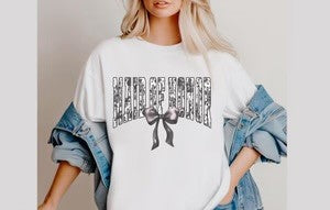 Floral Maid of Honor w/ Bow (Bow All Black) - Black Print
