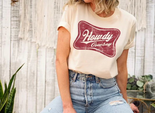 Howdy Cowboy (Maroon Print)