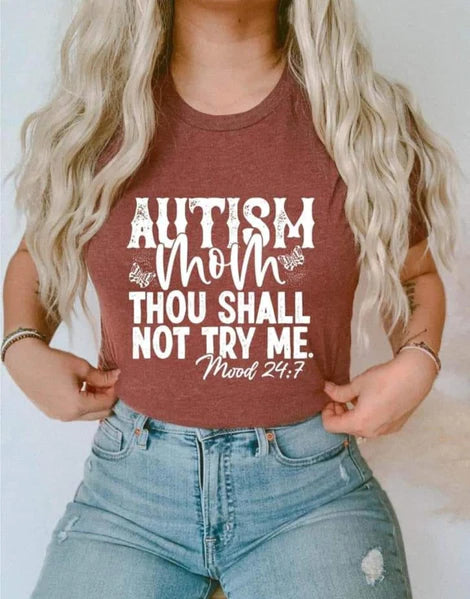 Autism Mom: Thou Shall Not Try Me (White Print)