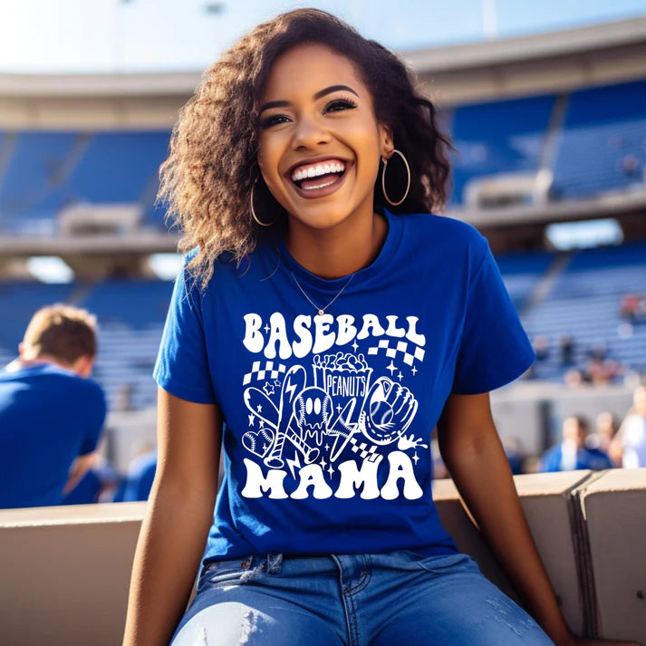 Baseball Mama w/bat and mitt (White print)