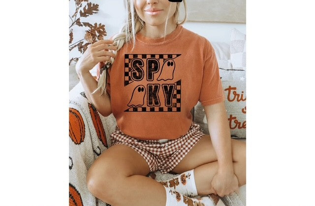 Spooky Checkered Ghost (Black Print)