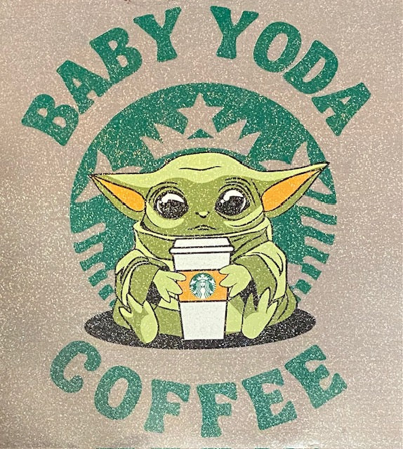 Baby Yoda Coffee - Full Color w/ Glitter