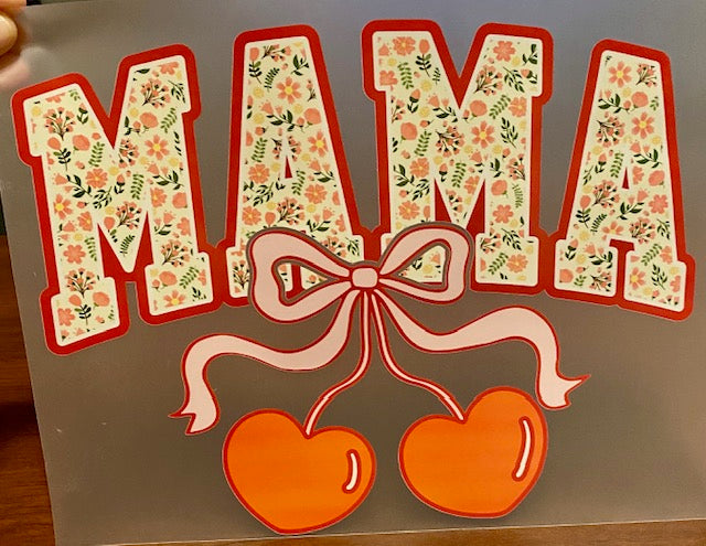 Floral Mama w/ Heart Cherries and Bow - Full Color