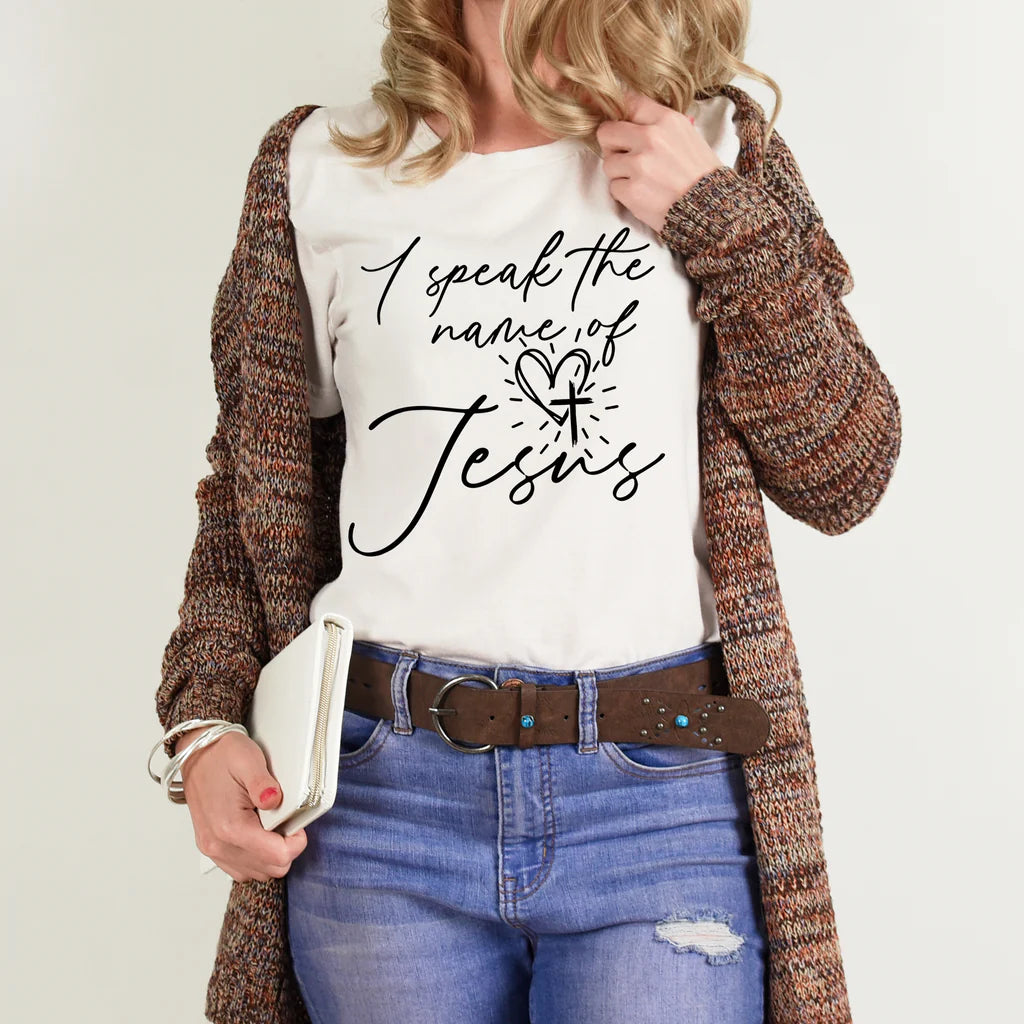 I Speak the Name of Jesus w/ matching pocket (Black print)